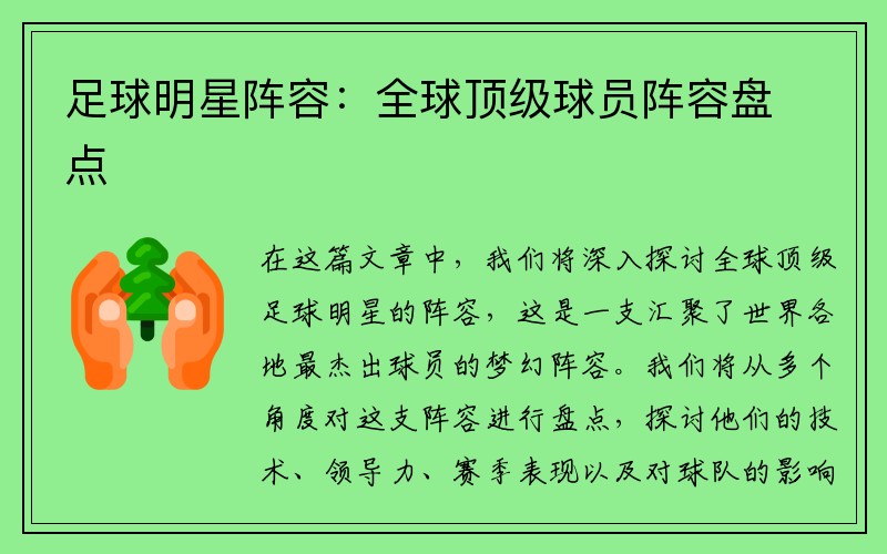 足球明星阵容：全球顶级球员阵容盘点